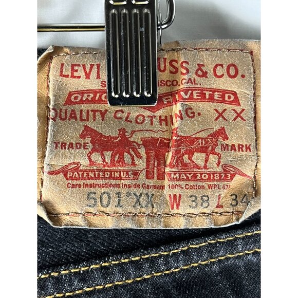 Levi Strauss & Co 501 XX Straight Fit Black Button Fly Jeans, Men's Size 38/34 - Picture 8 of 13